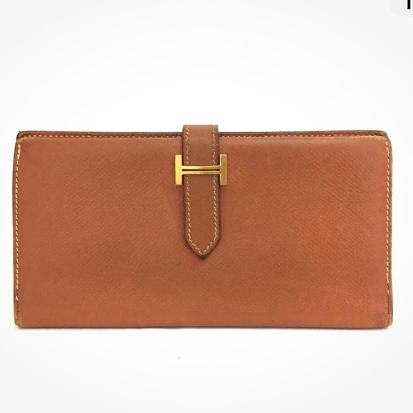 HERMES Bearn Brown Veau Epsom Long Bifold Wallet - Picture 1 of 13